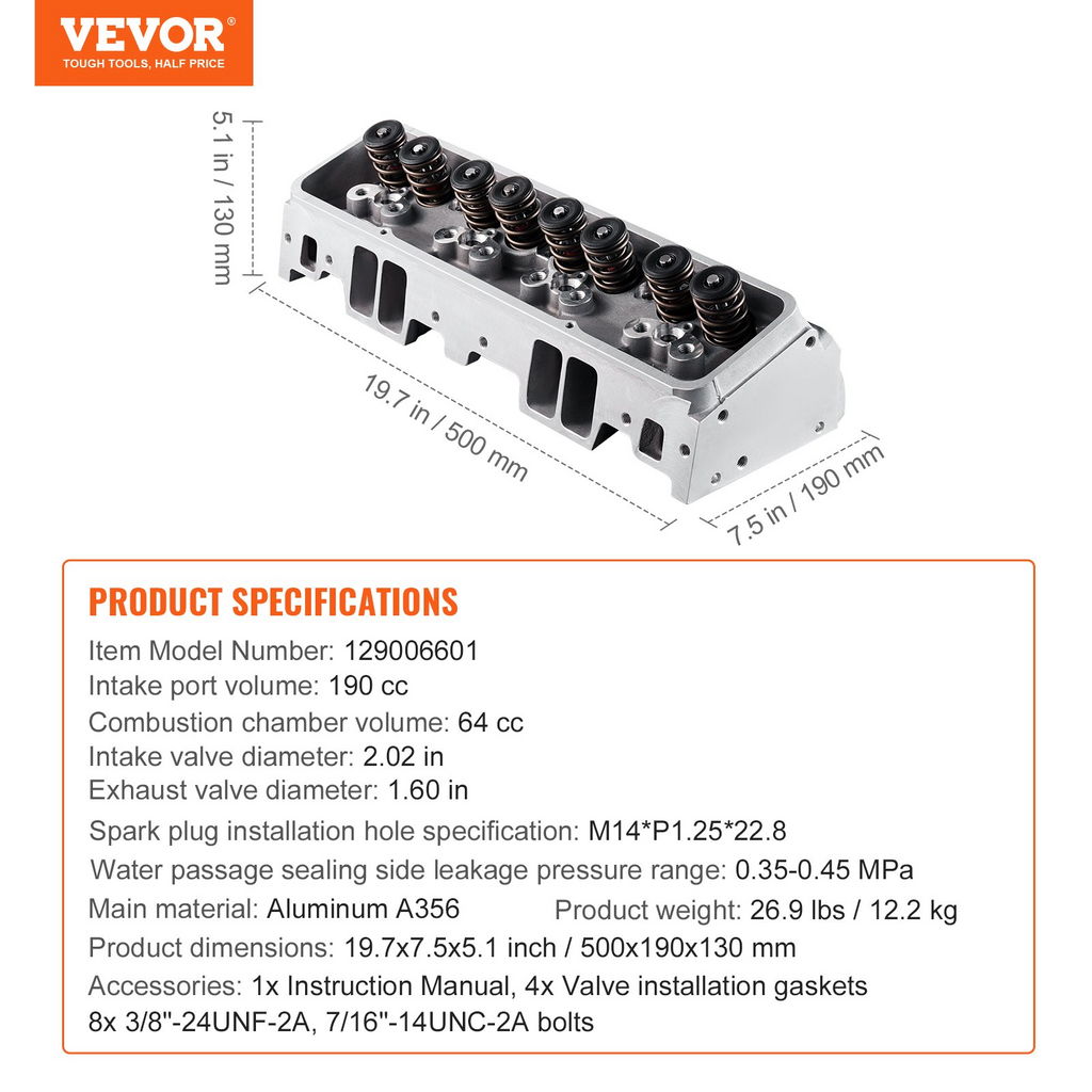 Reemplazo de conjunto de culata de motor VEVOR de aluminio para SBC Corvette Camaro