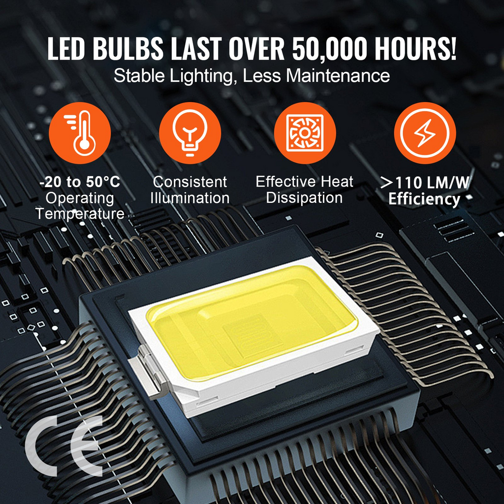 Luces de garaje hexagonales VEVOR 26400 lm 5 rejillas luz LED de techo para tienda con diseño de panal