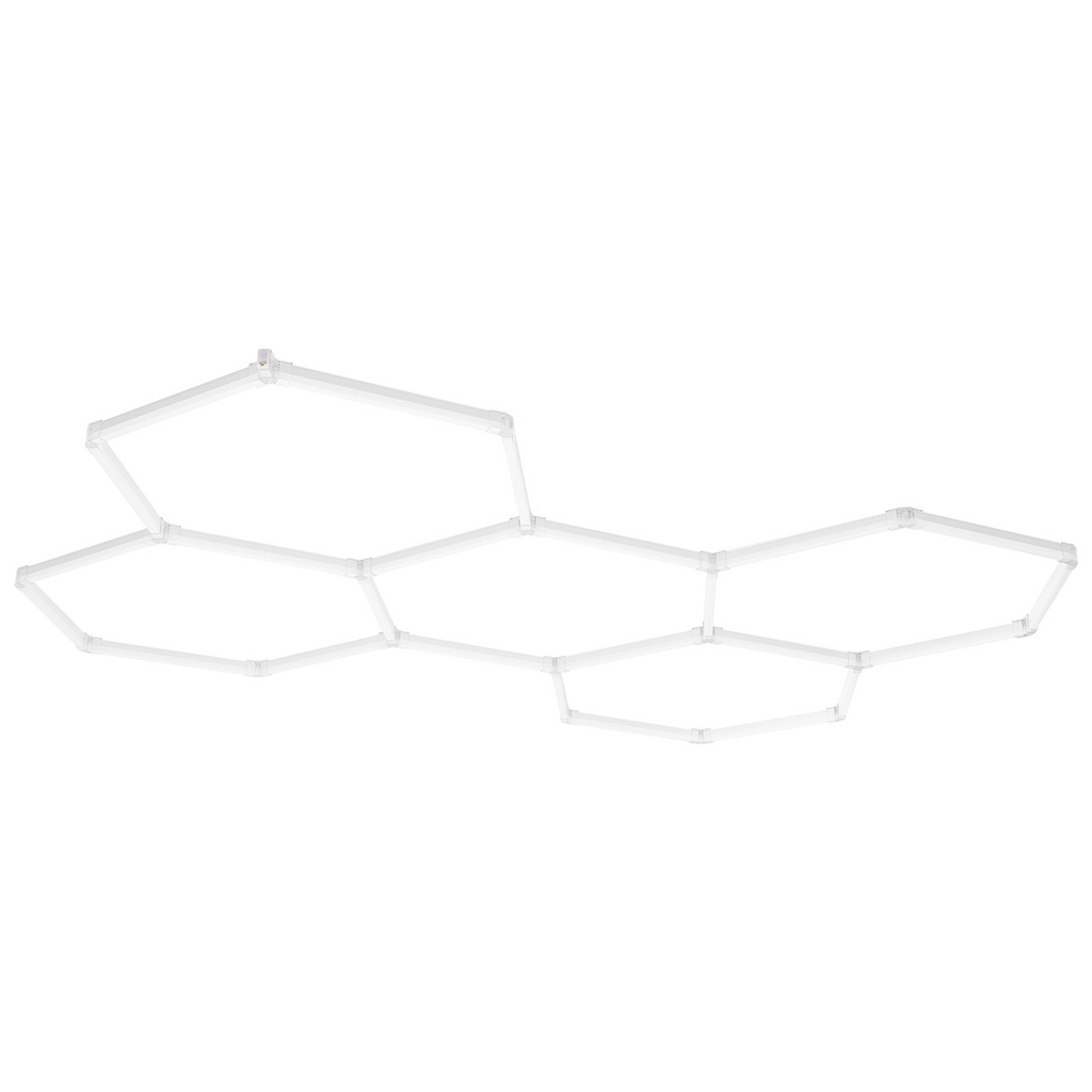 Luces de garaje hexagonales VEVOR 26400 lm 5 rejillas luz LED de techo para tienda con diseño de panal