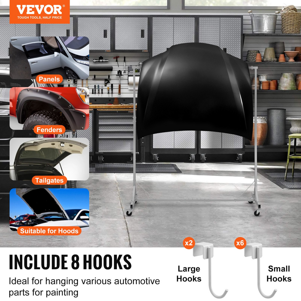 ¡Recientemente actualizado! VEVOR - Estante para pintura ajustable con 8 ganchos para carrocería