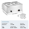 Calentador de alimentos eléctrico comercial VEVOR 2 sartenes 18 qt baño maría