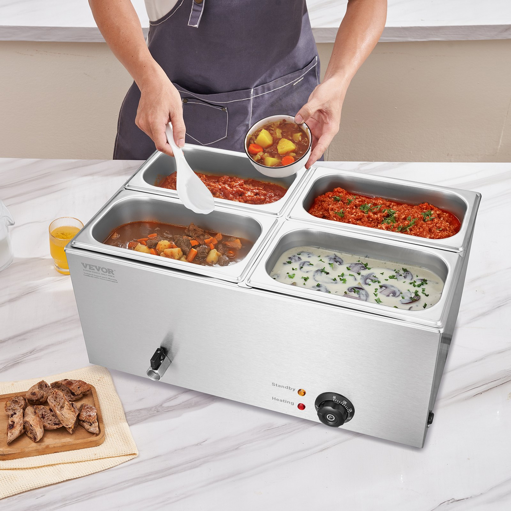 Calentador de alimentos eléctrico comercial VEVOR 4 15,9 qt baño maría
