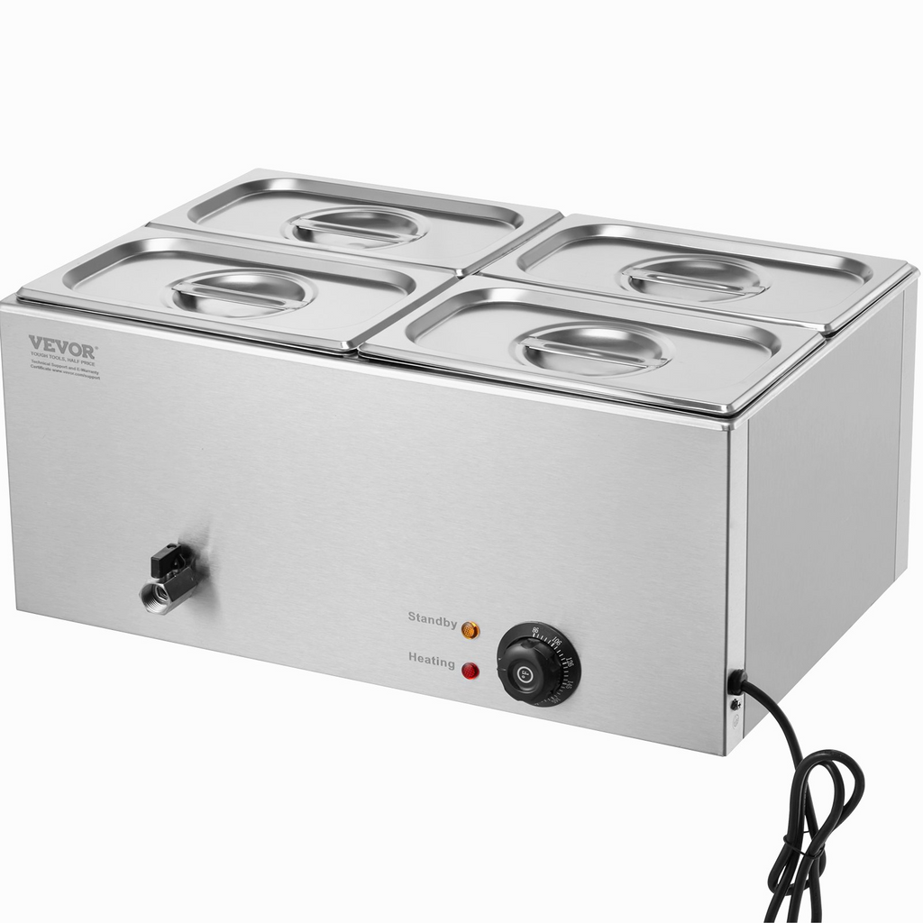 Calentador de alimentos eléctrico comercial VEVOR 4 15,9 qt baño maría