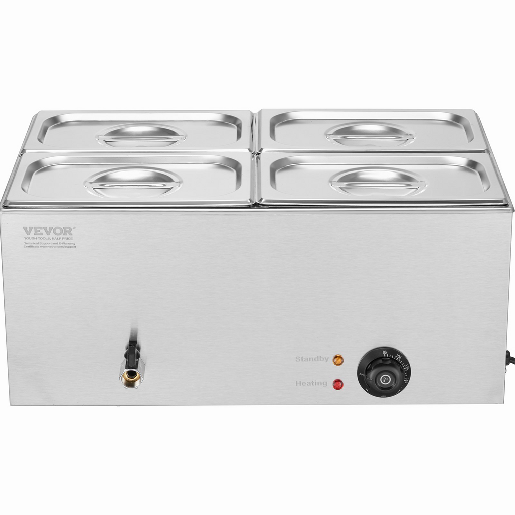 Calentador de alimentos eléctrico comercial VEVOR 4 15,9 qt baño maría