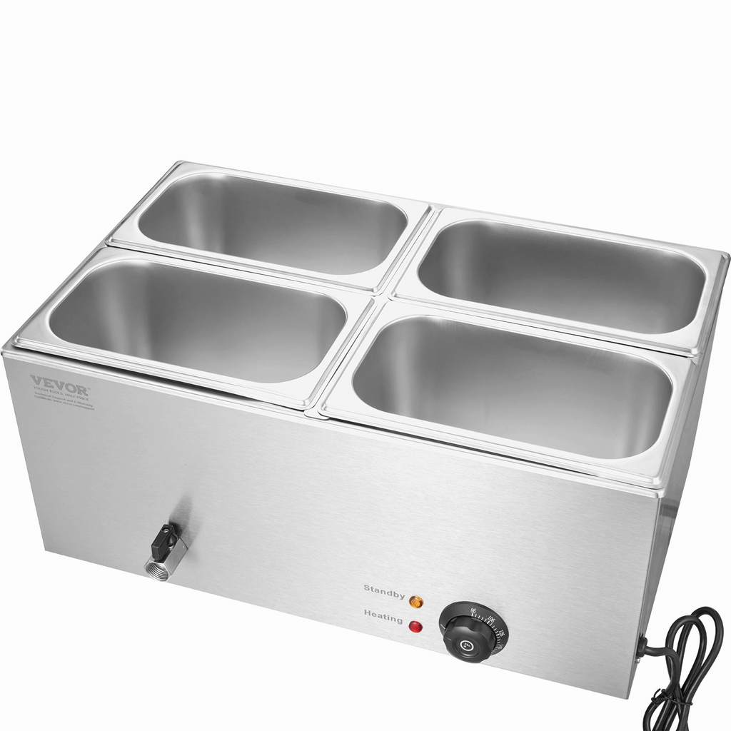Calentador de alimentos eléctrico comercial VEVOR 4 15,9 qt baño maría