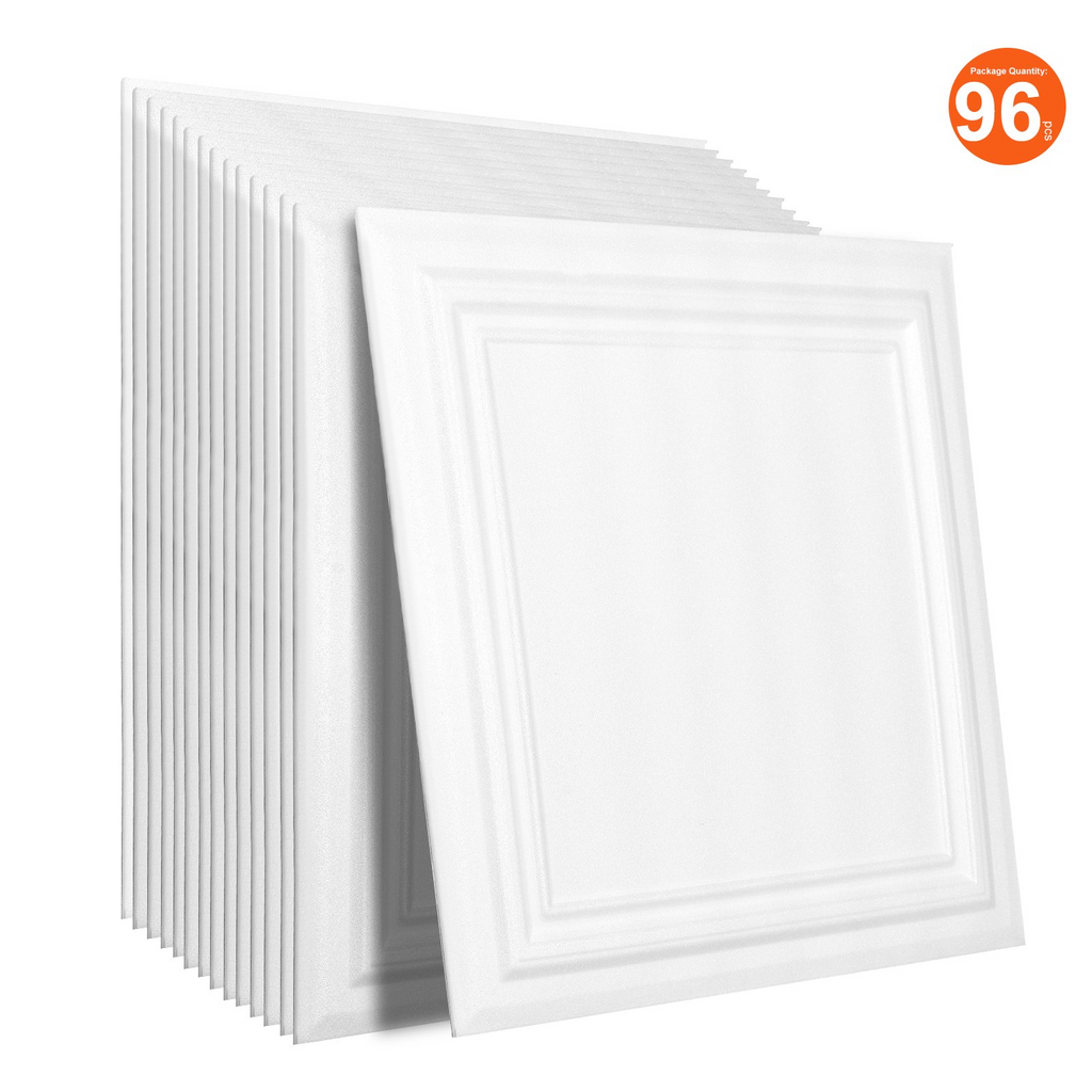 Paneles para techo VEVOR paquete de 96 20 x 20 pulgadas poliestireno fácil instalación adhesivos