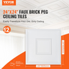 Paneles de techo VEVOR paquete de 12, 24 x 24 pulgadas PVC fácil instalación diseño geométrico blanco