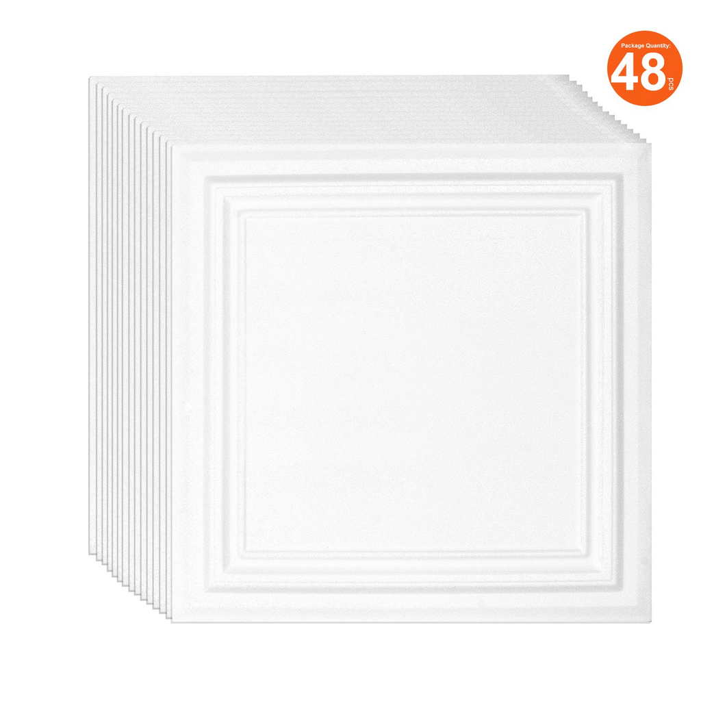 Paneles para techo VEVOR paquete de 48 20 x 20 pulgadas poliestireno fácil instalación adhesivos