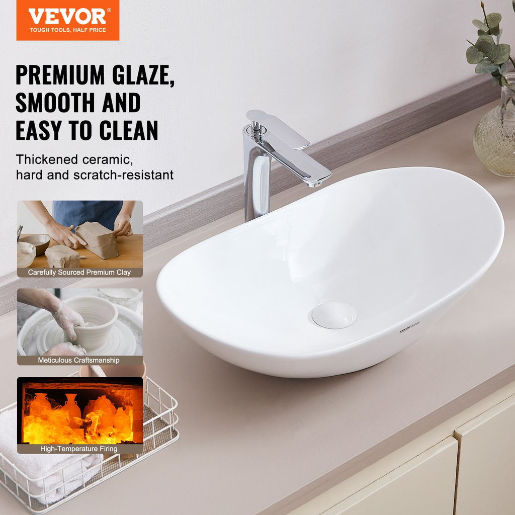 Lavabo de cerámica moderno VEVOR de 23,3" x 14,2" para baño encimera