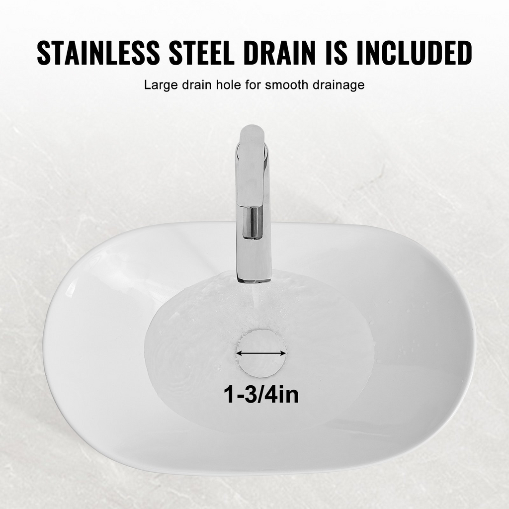Lavabo de cerámica moderno VEVOR de 23,3" x 14,2" para baño encimera