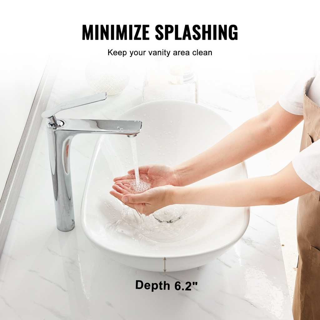 Lavabo de cerámica moderno VEVOR de 23,3" x 14,2" para baño encimera