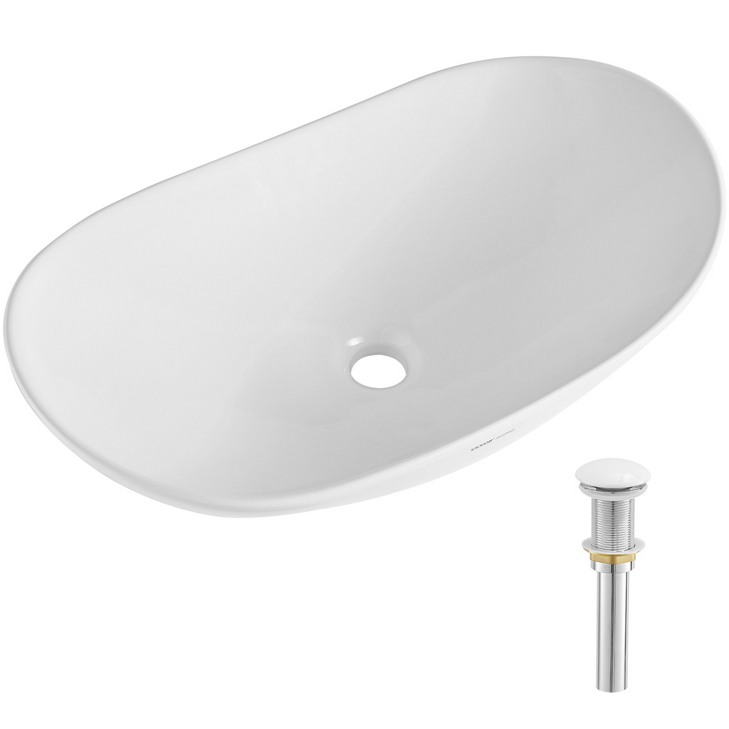 Lavabo de cerámica moderno VEVOR de 23,3" x 14,2" para baño encimera