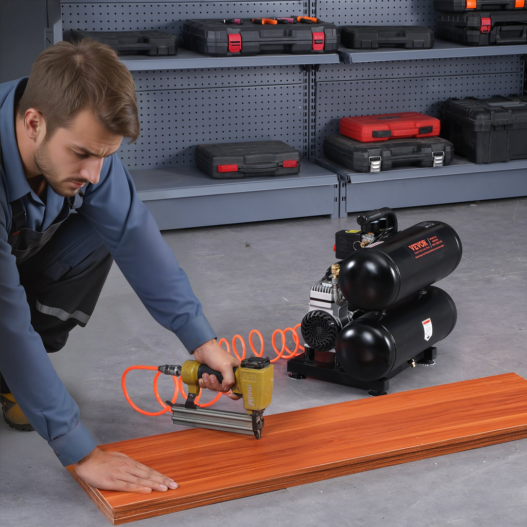 Compresor de aire portátil compacto VEVOR sin aceite de 4,6 galones y 90 PSI