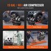 Compresor de aire VEVOR sin aceite de 15 galones 90 PSI