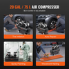 Compresor de aire VEVOR compacto portátil sin aceite 20 galones 90 PSI
