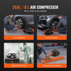 Compresor de aire VEVOR compacto portátil sin aceite 2 galones 8 bar