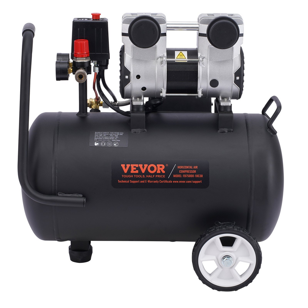 Compresor de aire VEVOR compacto portátil sin aceite 8 galones 90 PSI