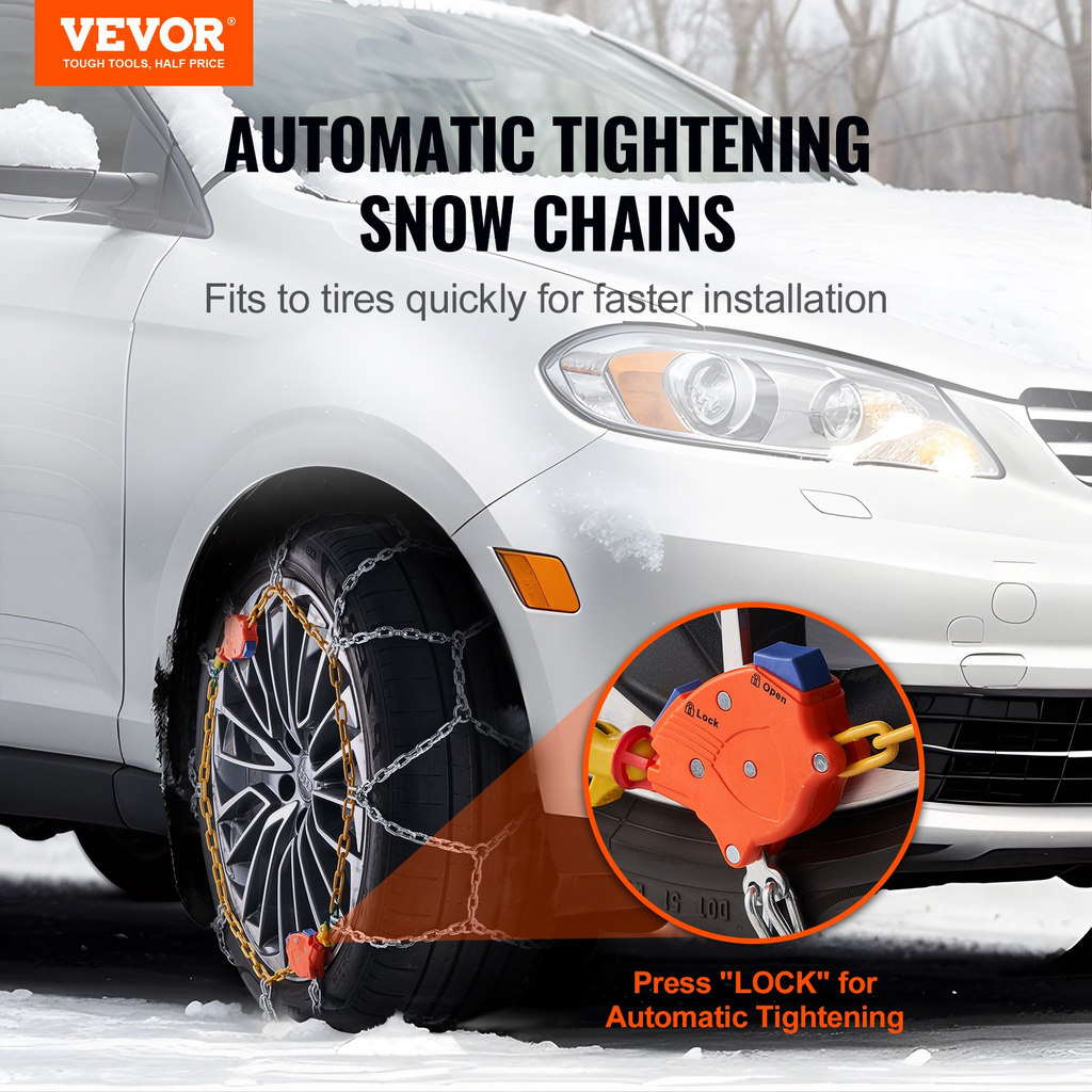 Cadenas de nieve con ajuste automático VEVOR de tracción antideslizantes con malla de diamante