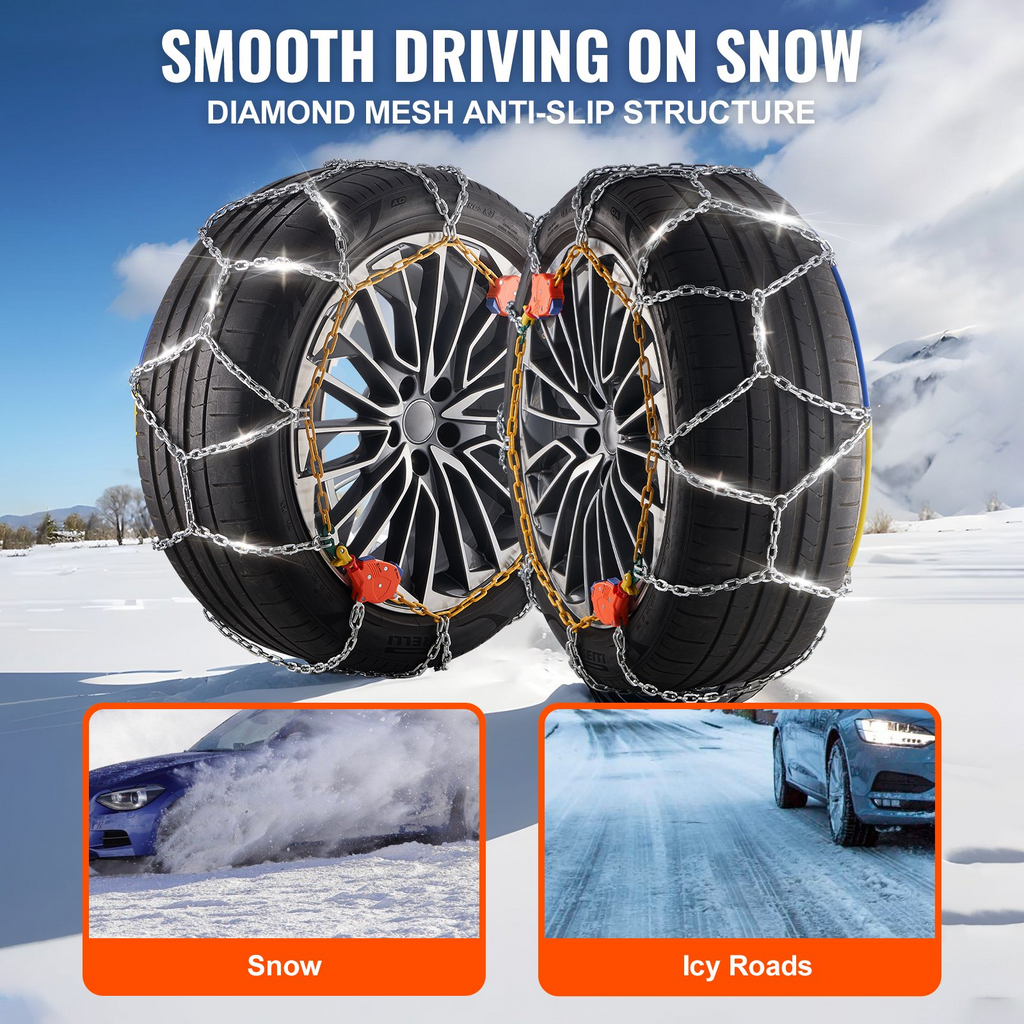 Cadenas de nieve con ajuste automático VEVOR de tracción antideslizantes con malla de diamante