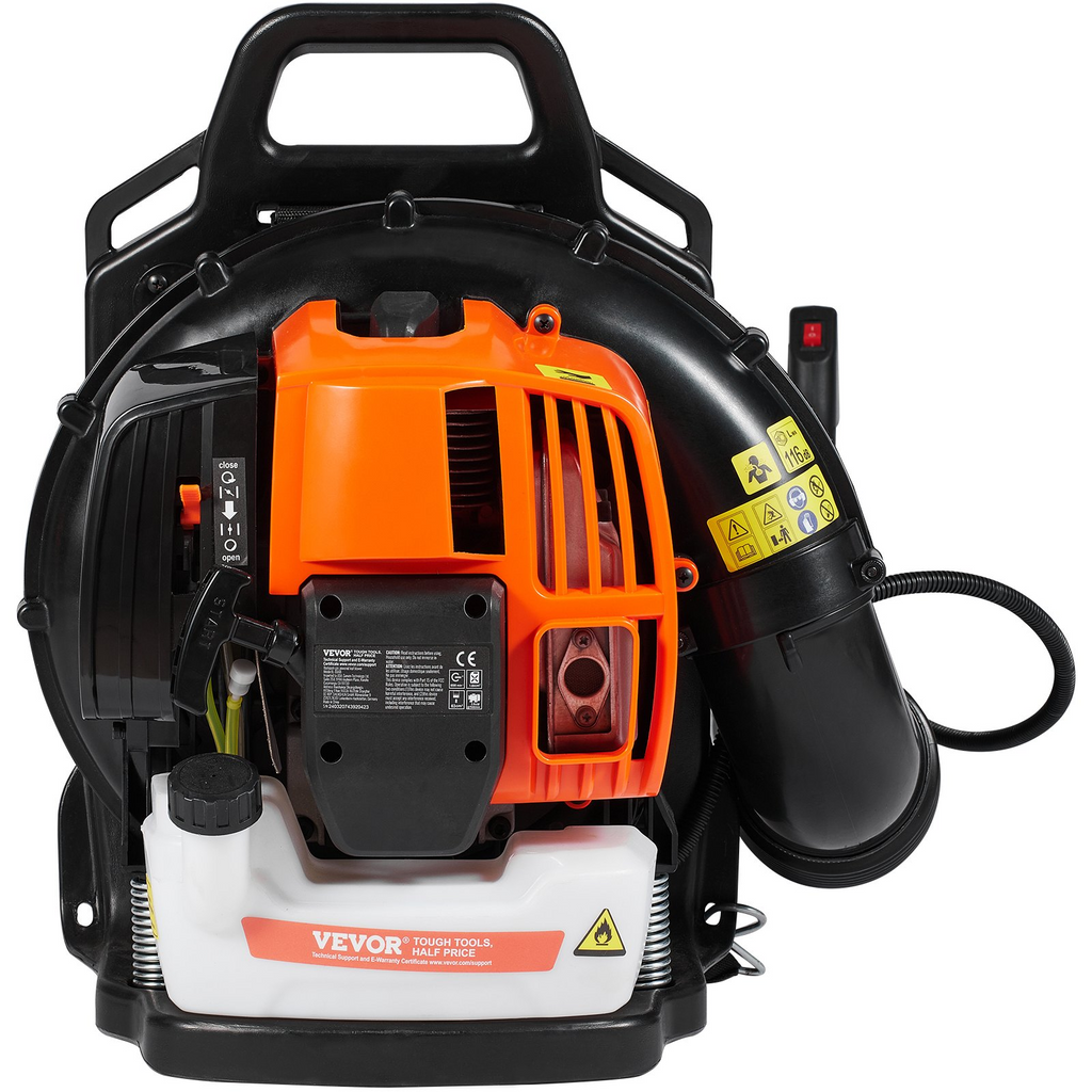 Soplador de hojas de gasolina de 2 tiempos y 62 cc volumen de aire de 1110 CFM