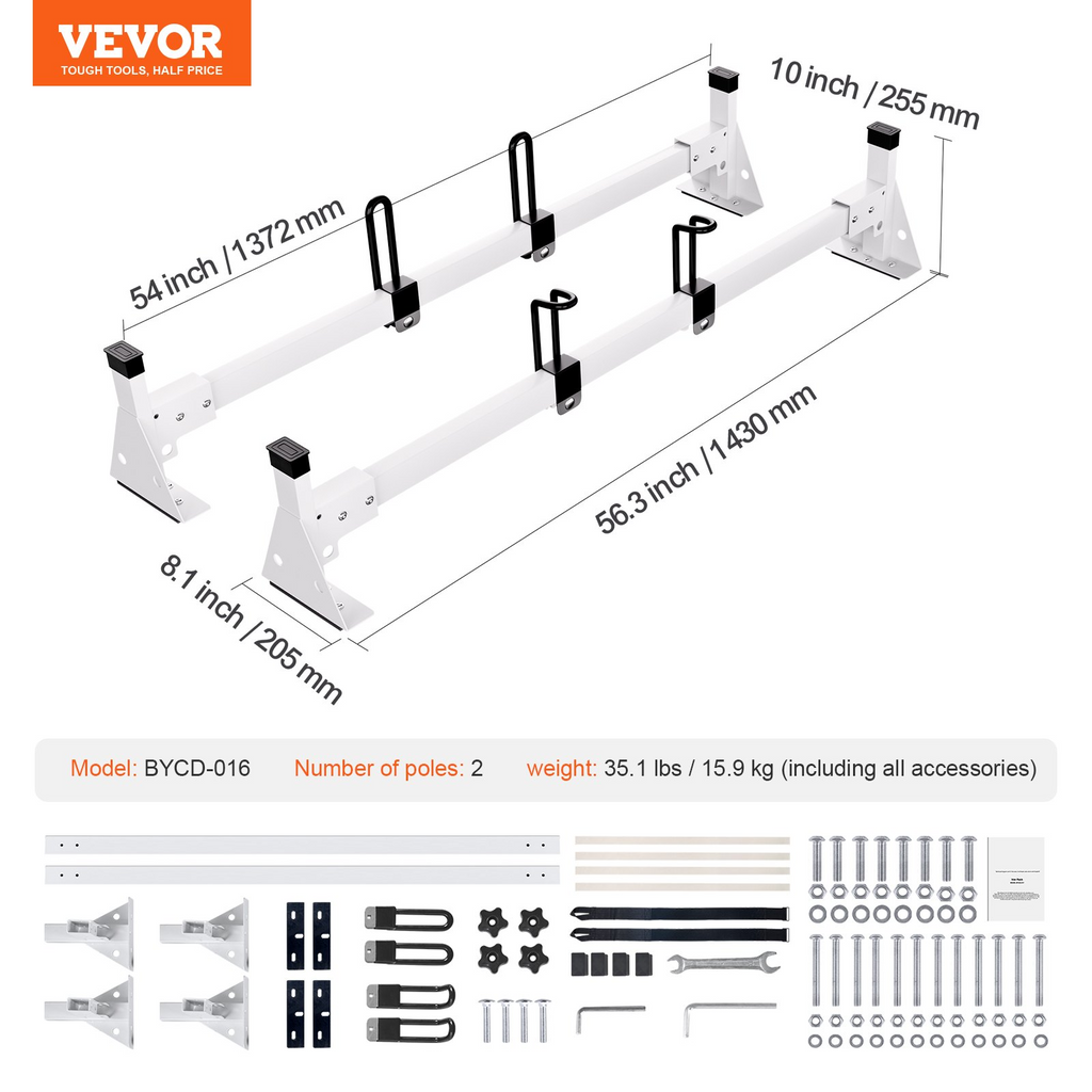 Portaequipajes de techo para furgonetas con escalera para remolque VEVOR para Ford Transit 150 250 350 2015-2022