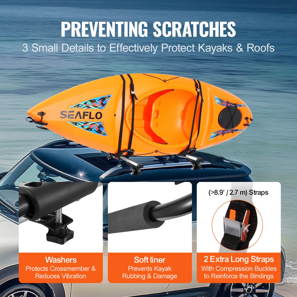 VEVOR Portaequipajes de techo para kayak 2 pares portaequipajes de techo blando para kayak tabla de surf coche SUV