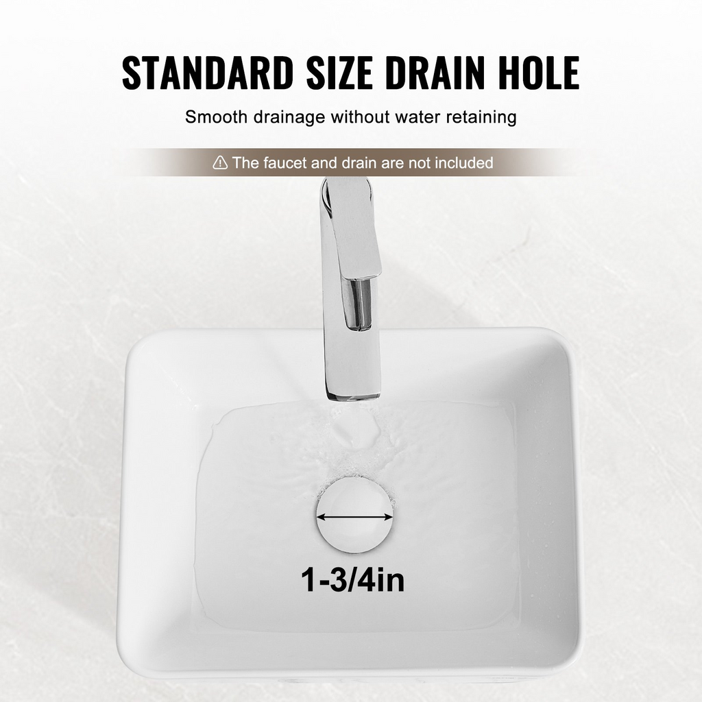 Lavabo de cerámica moderno VEVOR de 16" x 12" para baño