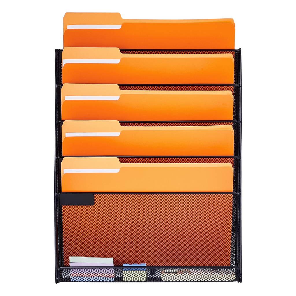 VEVOR - Estante de pared para archivos, soporte de malla para archivadores, 2 piezas, 6 bolsillos, para oficina y escuela