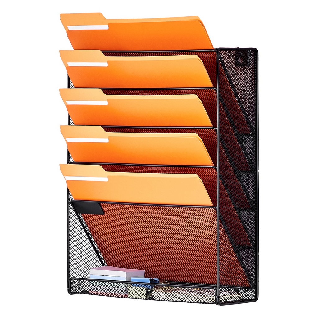 VEVOR - Estante de pared para archivos, soporte de malla para archivadores, 2 piezas, 6 bolsillos, para oficina y escuela
