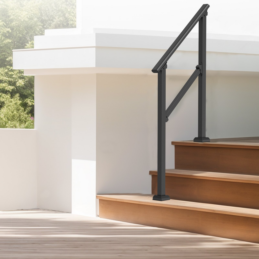 VEVOR 2 PCS 2-3 Pasamanos para Exteriores para Personas Mayores Porche Terraza Tubo Cuadrado Negro