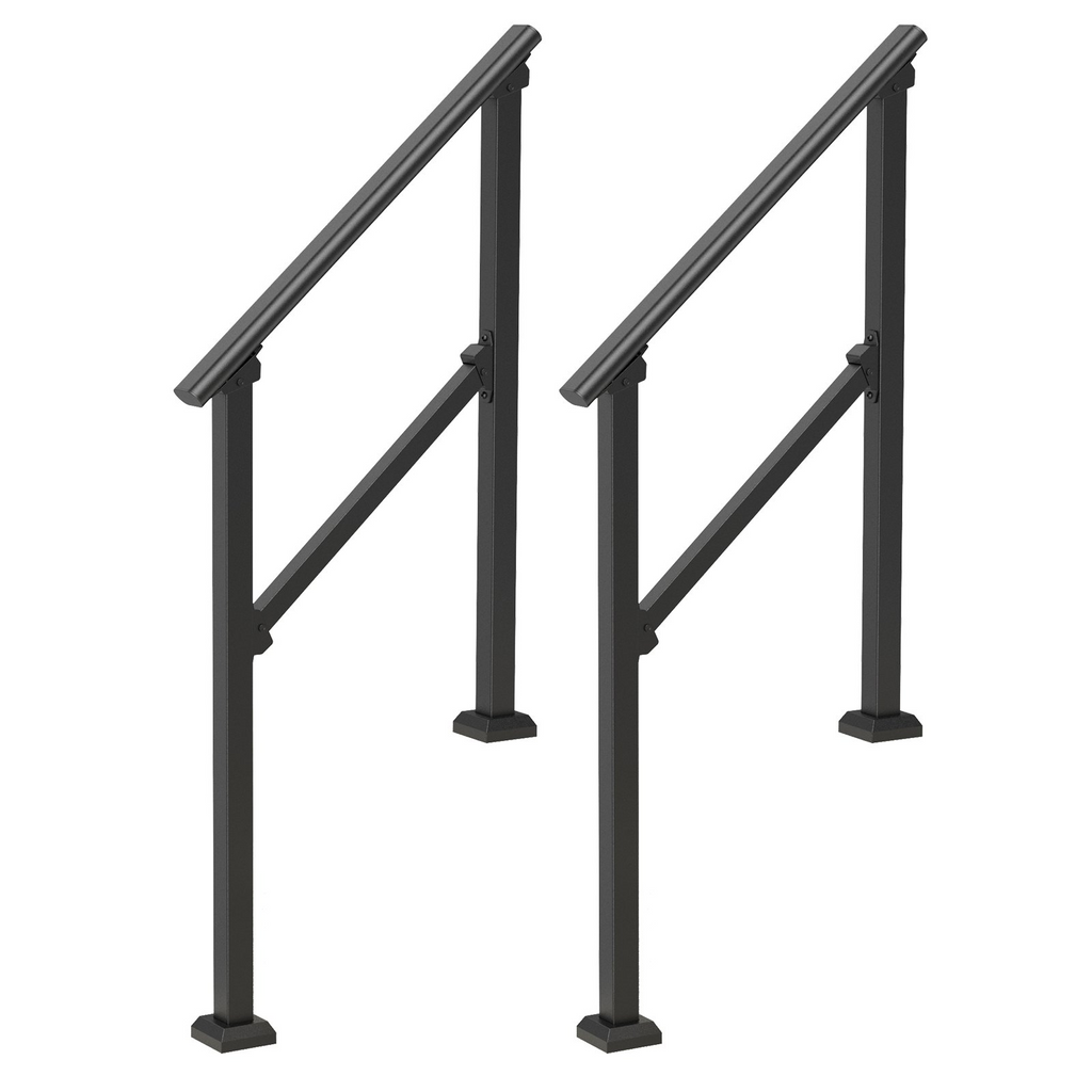 VEVOR 2 PCS 2-3 Pasamanos para Exteriores para Personas Mayores Porche Terraza Tubo Cuadrado Negro