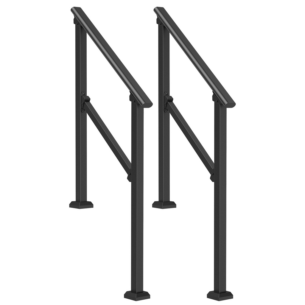 VEVOR 2 PCS 2-3 Pasamanos para Exteriores para Personas Mayores Porche Terraza Tubo Cuadrado Negro