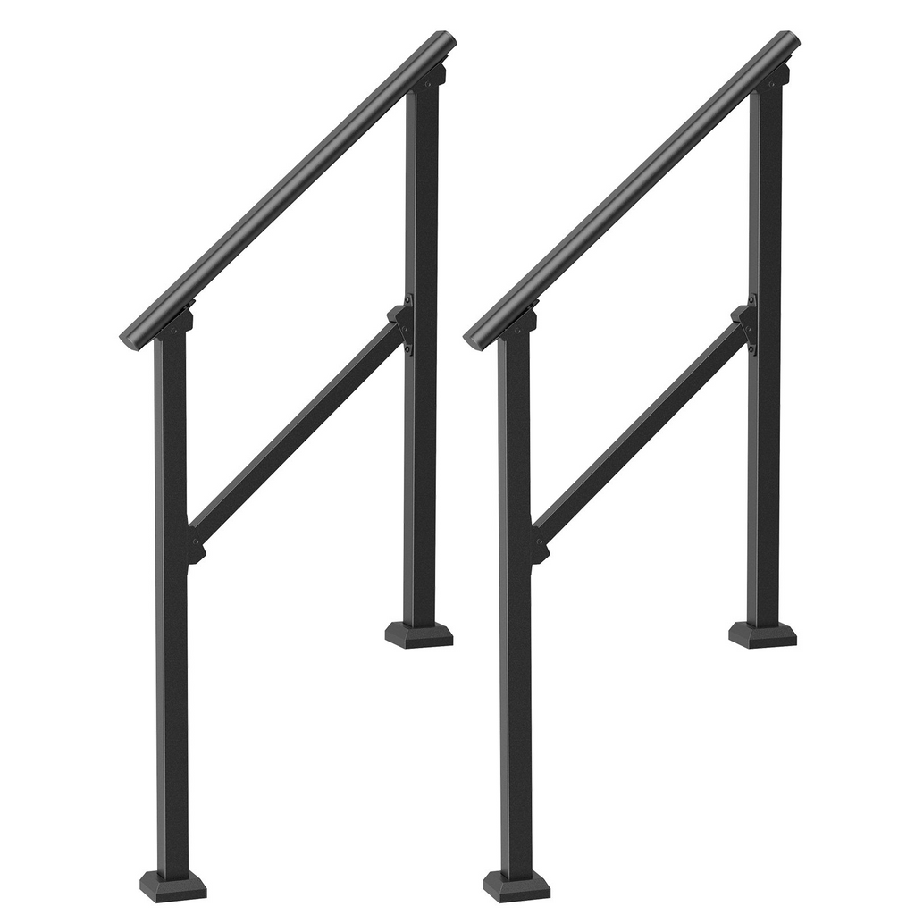 VEVOR 2 PCS 2-3 Pasamanos para Exteriores para Personas Mayores Porche Terraza Tubo Cuadrado Negro