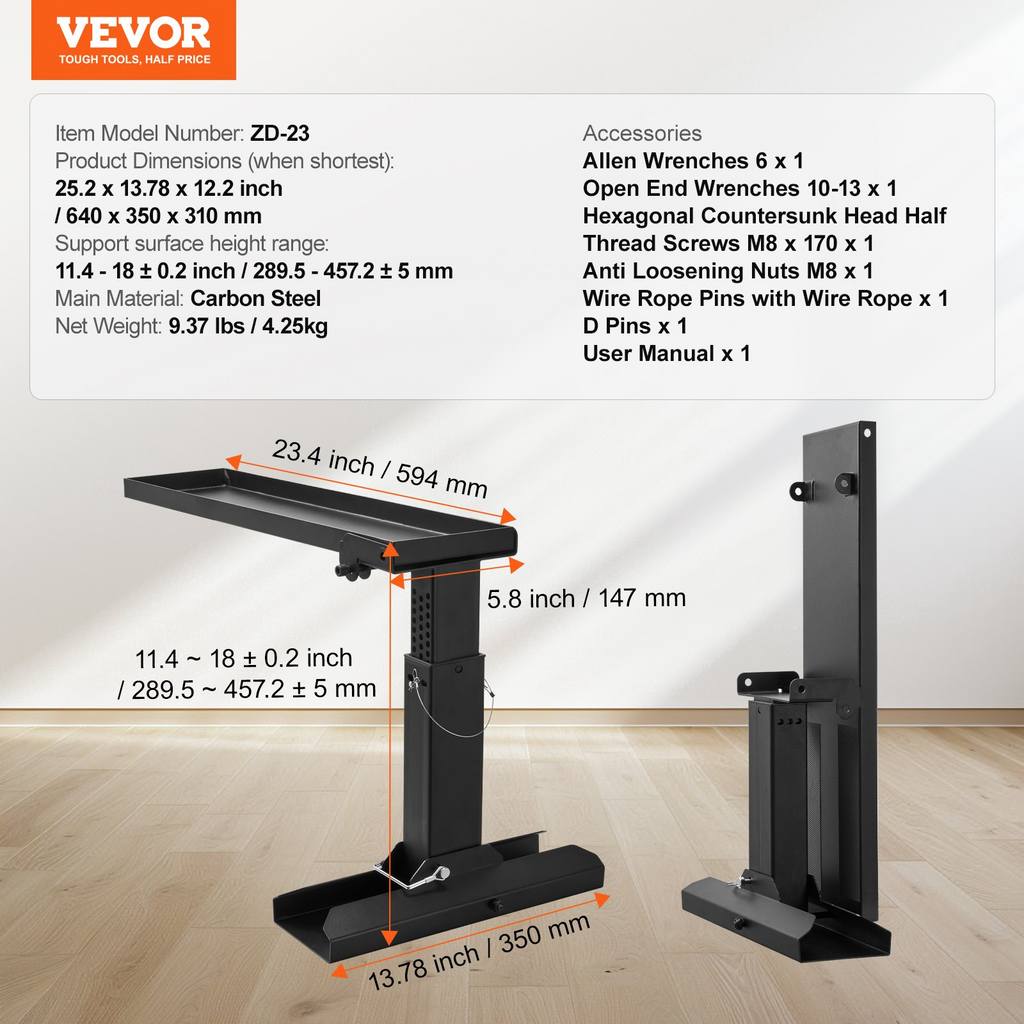 Estabilizador de escalera plegable VEVOR de 23,4 L x 11,4-18 in de alto con superficie de apoyo