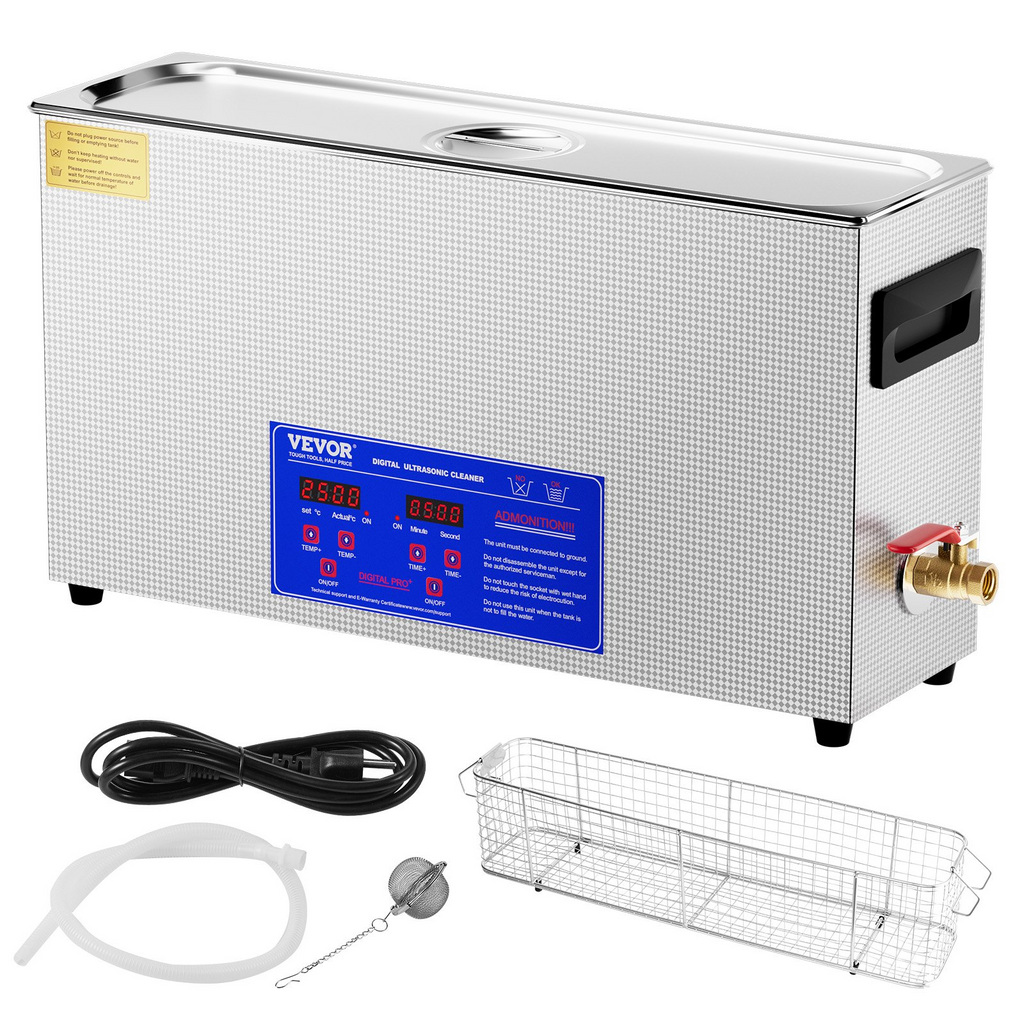Limpiador ultrasónico de armas VEVOR de 10 l de 300 W con temporizador y calentador