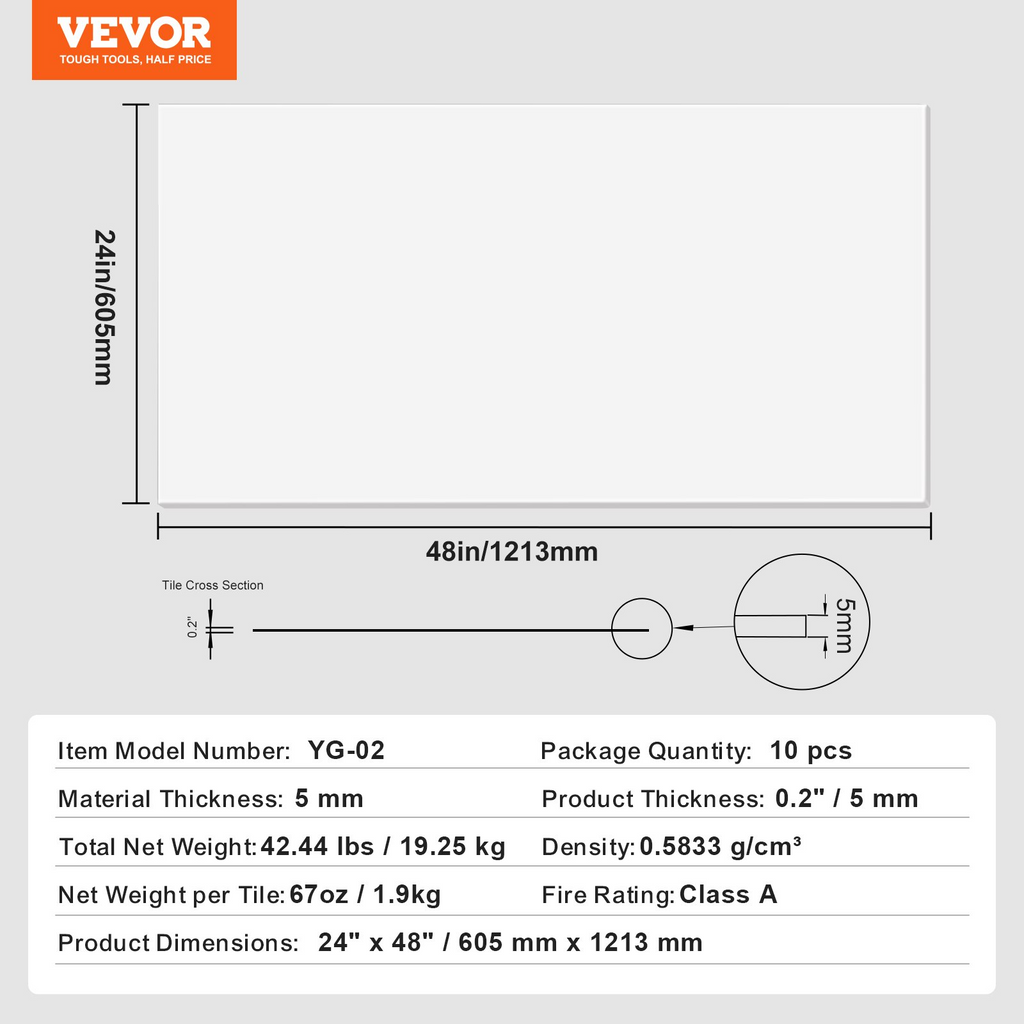 Paneles para techo VEVOR paquete de 10 24 x 24 pulgadas
