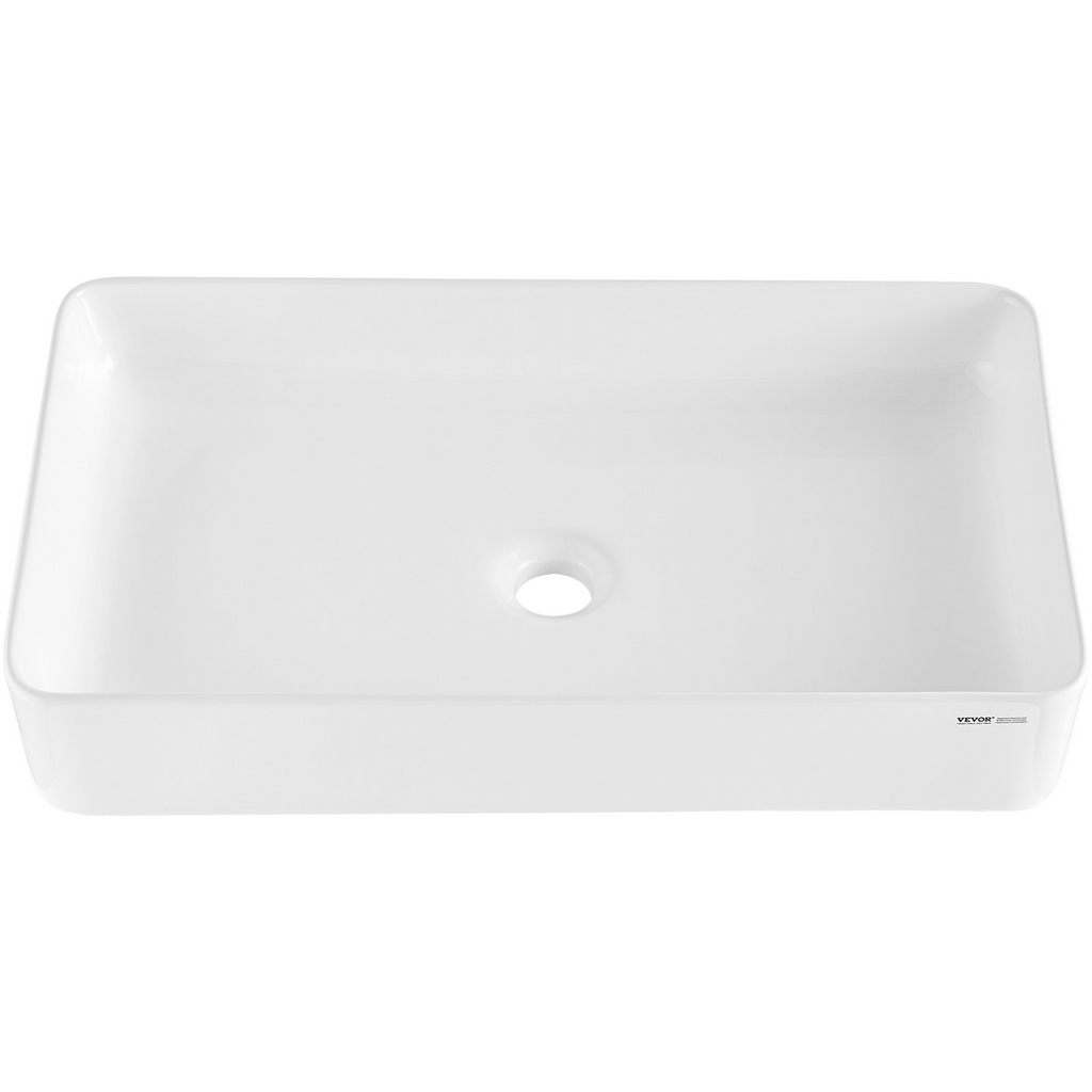 Lavabo de cerámica moderno VEVOR de 24" x 13,8" para baño encimera color blanco