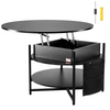 Mesa de centro elevable VEVOR de 35,3" redonda con cajones de almacenamiento, compartimentos ocultos y estante abierto para sala de estar
