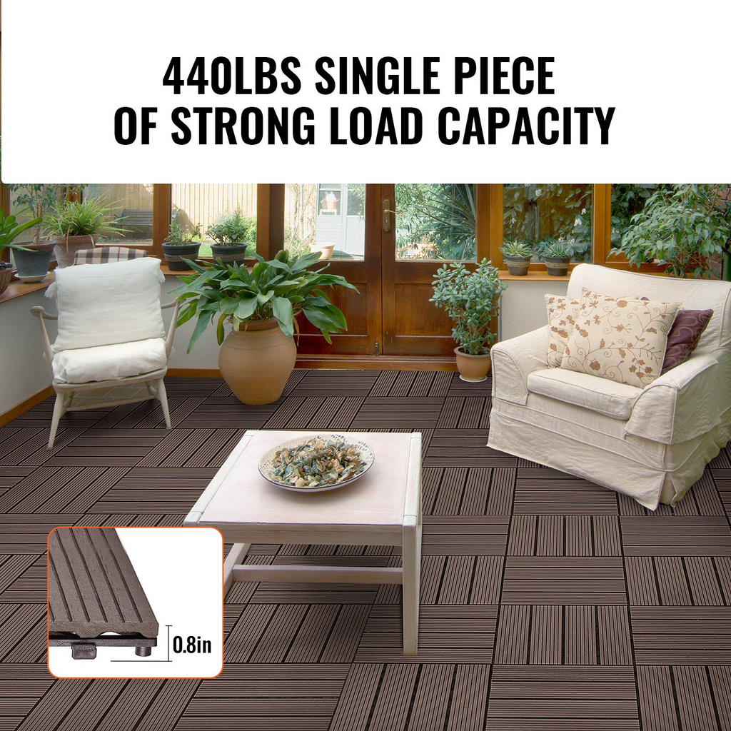 Baldosas entrelazadas de plástico y madera VEVOR paquete de 27 12 x 12 pulgadas