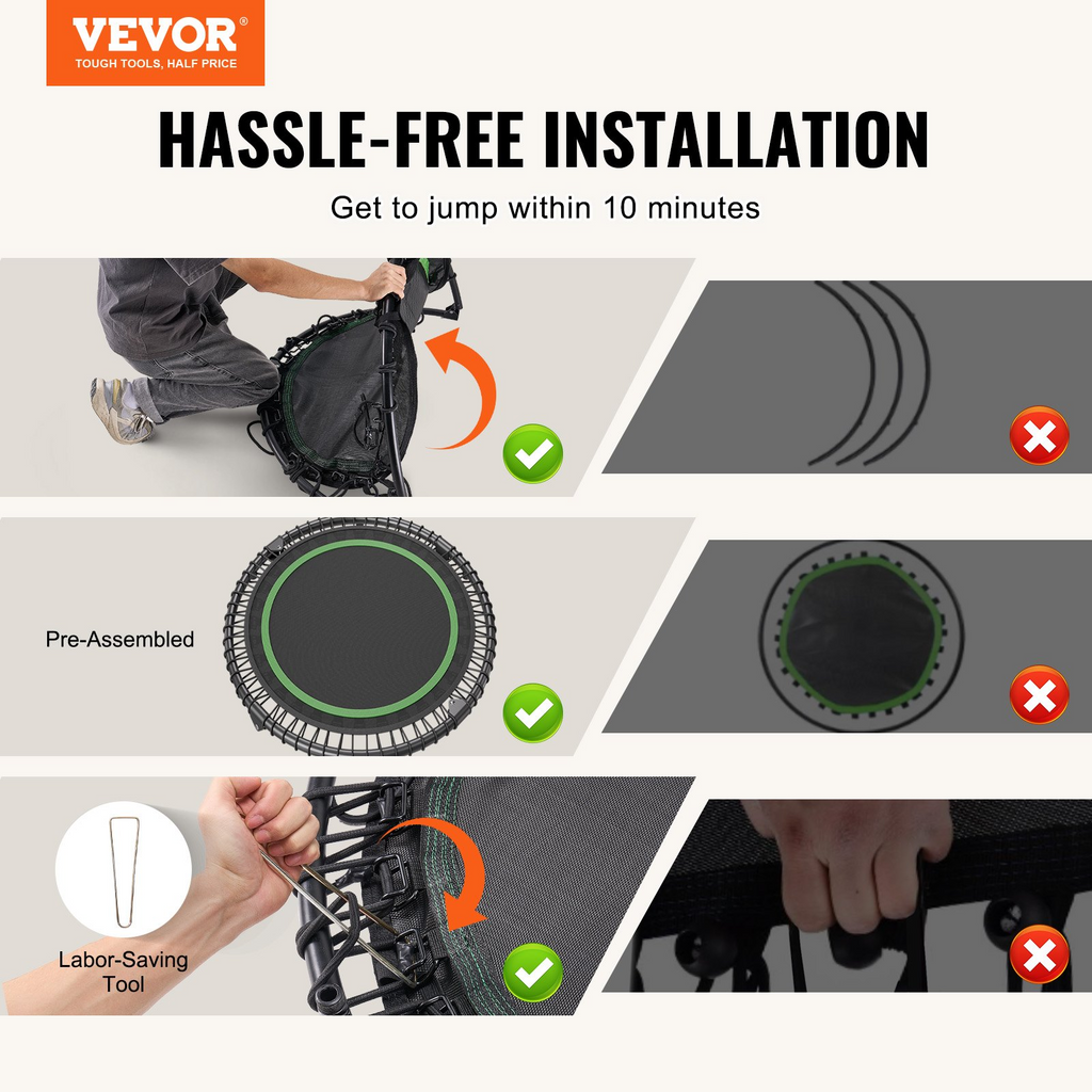 Mini trampolín de fitness plegable VEVOR de 40 pulgadas para adultos