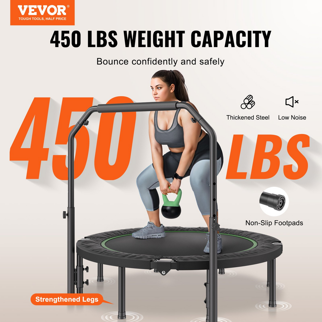 Mini trampolín de fitness plegable VEVOR de 52 pulgadas para adultos