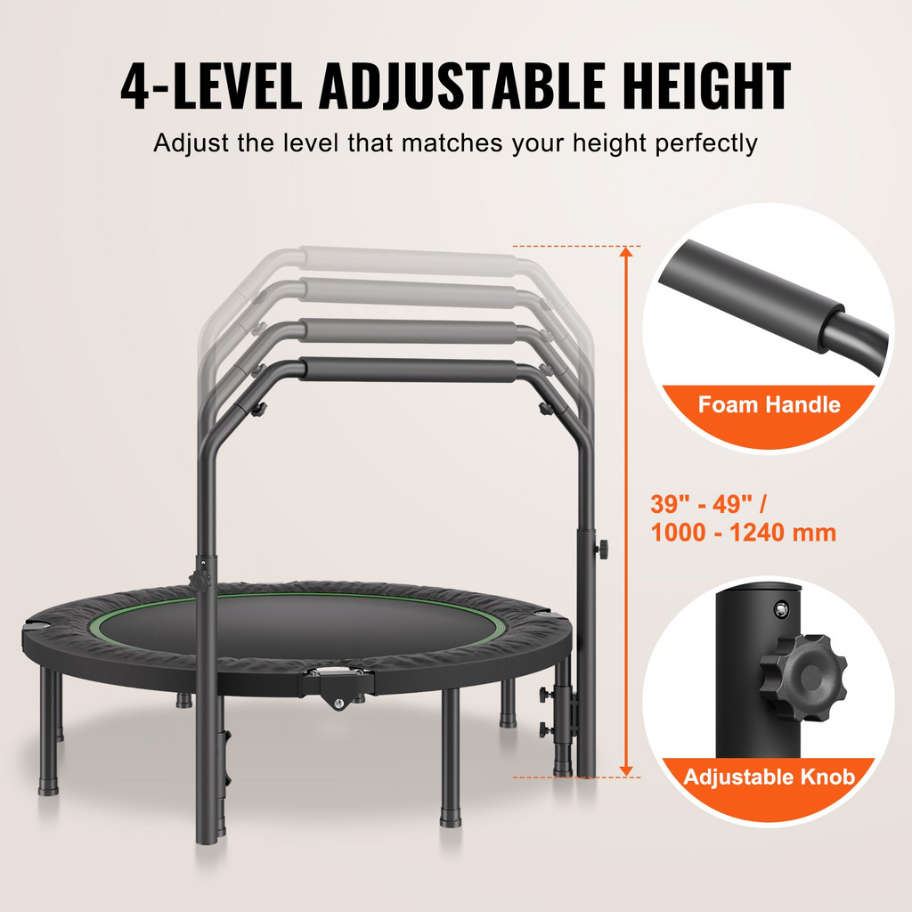 Mini trampolín de fitness plegable VEVOR de 52 pulgadas para adultos
