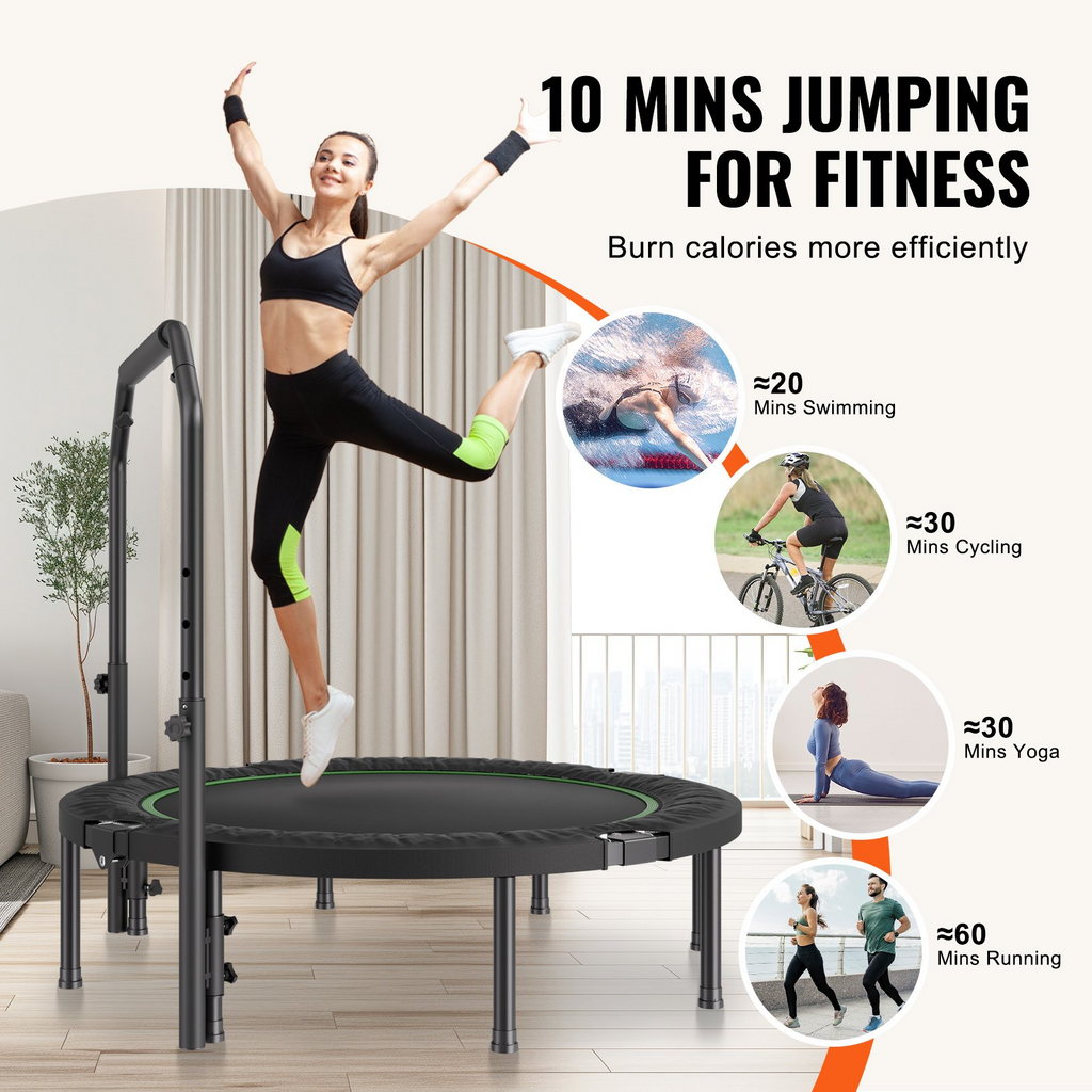 Mini trampolín de fitness plegable VEVOR de 52 pulgadas para adultos