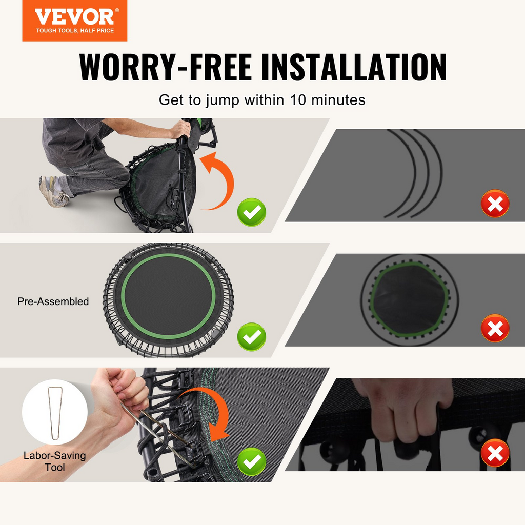 Mini trampolín de fitness plegable VEVOR de 40 pulgadas para adultos