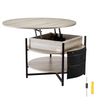 Mesa de centro elevable VEVOR de 35,3" redonda con cajones de almacenamiento, compartimentos ocultos y estante abierto para sala de estar,