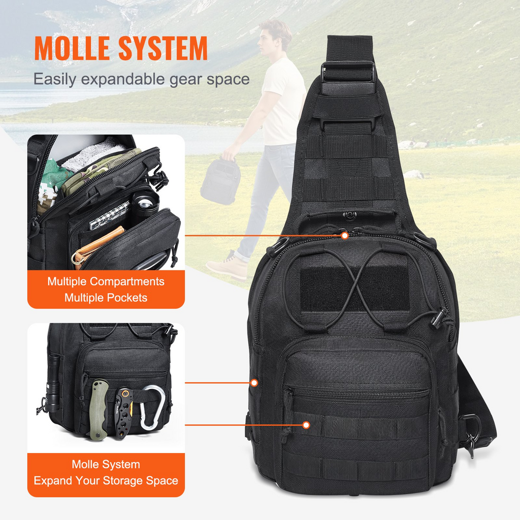 Mochila táctica tipo bandolera de 10 l para hombre