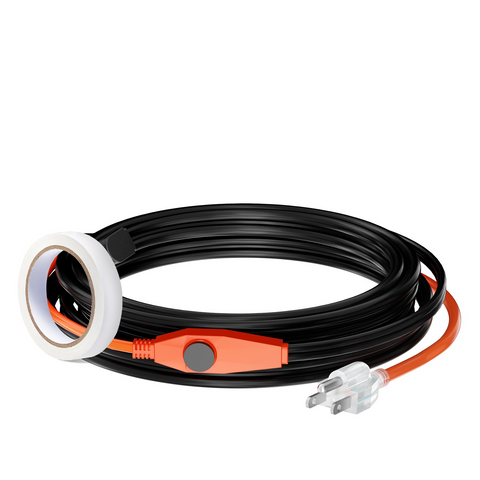 Cable calefactor para tuberías de 18 pies y 7 W/pie Cinta calefactora para tuberías con termostato incorporado