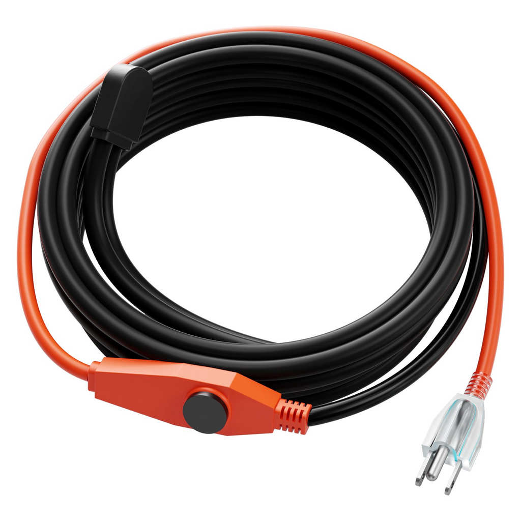 Cable calefactor para tuberías de 18 pies y 7 W/pie Cinta calefactora para tuberías con termostato incorporado