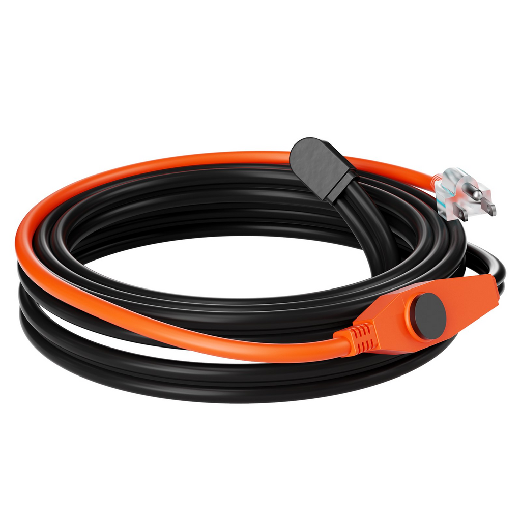 Cable calefactor para tuberías de 18 pies y 7 W/pie Cinta calefactora para tuberías con termostato incorporado