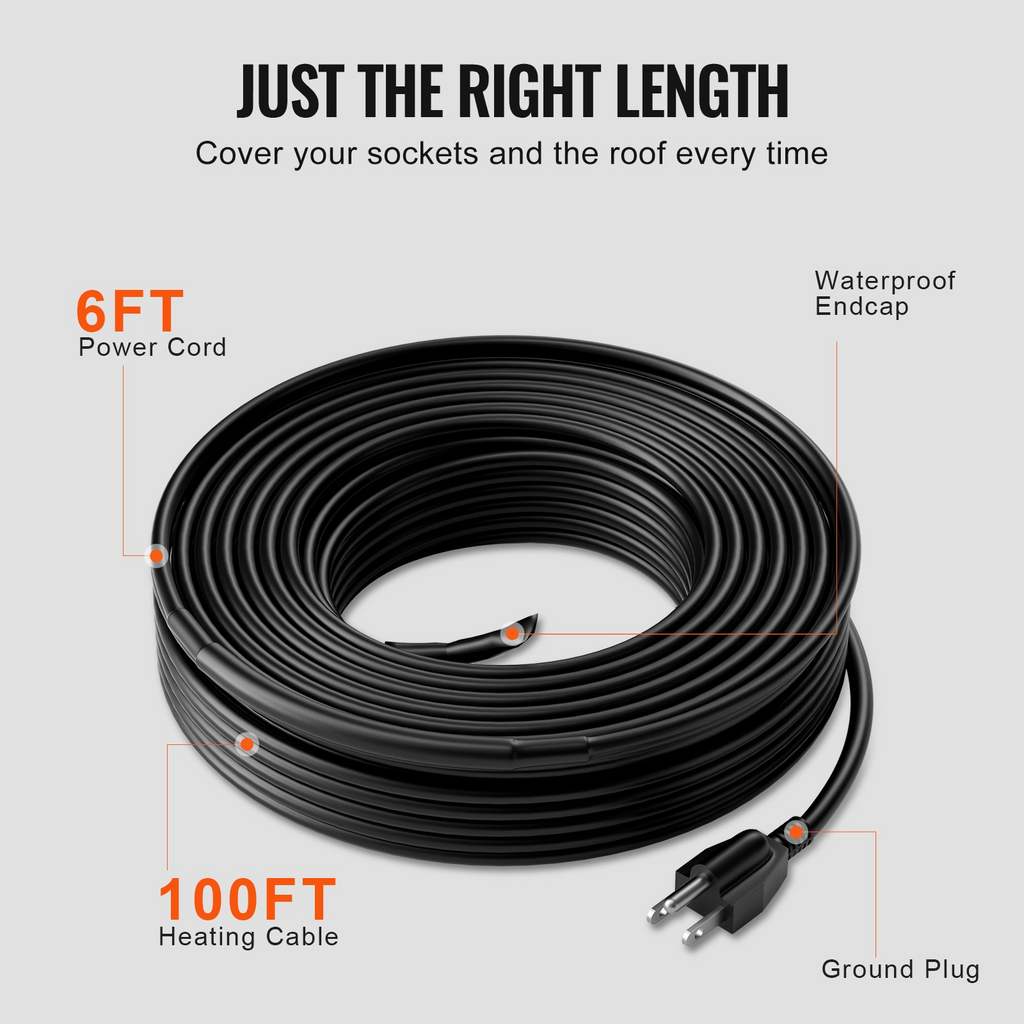 Cable calefactor autorregulable VEVOR de 100 pies y 5 W por pie